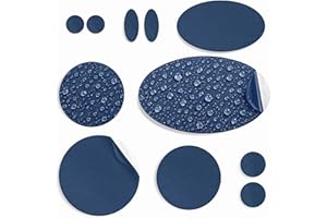 aZengear Repair Patches for Down Jackets - Waterproof, Pre-Cut, Self-Adhesive, Tear-Cold-Heat-Resistant Nylon Polyester Fabric to Fix Puffer Coats, Gear, Tents (11 Pieces, Dark Blue)