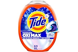 Tide Oxi Max Power PODS Laundry Detergent Pods, Stain Remover Plus Oxi Power, Detergent soap pacs for laundry washing, HE com