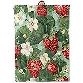 Mounidso Strawberry Blanket, Strawberry and Blossoms Themed Flannel Blanket Gifts for Women, Soft Warm Lightweight Blankets for Living Room Home Travel Decor 50" x 60"