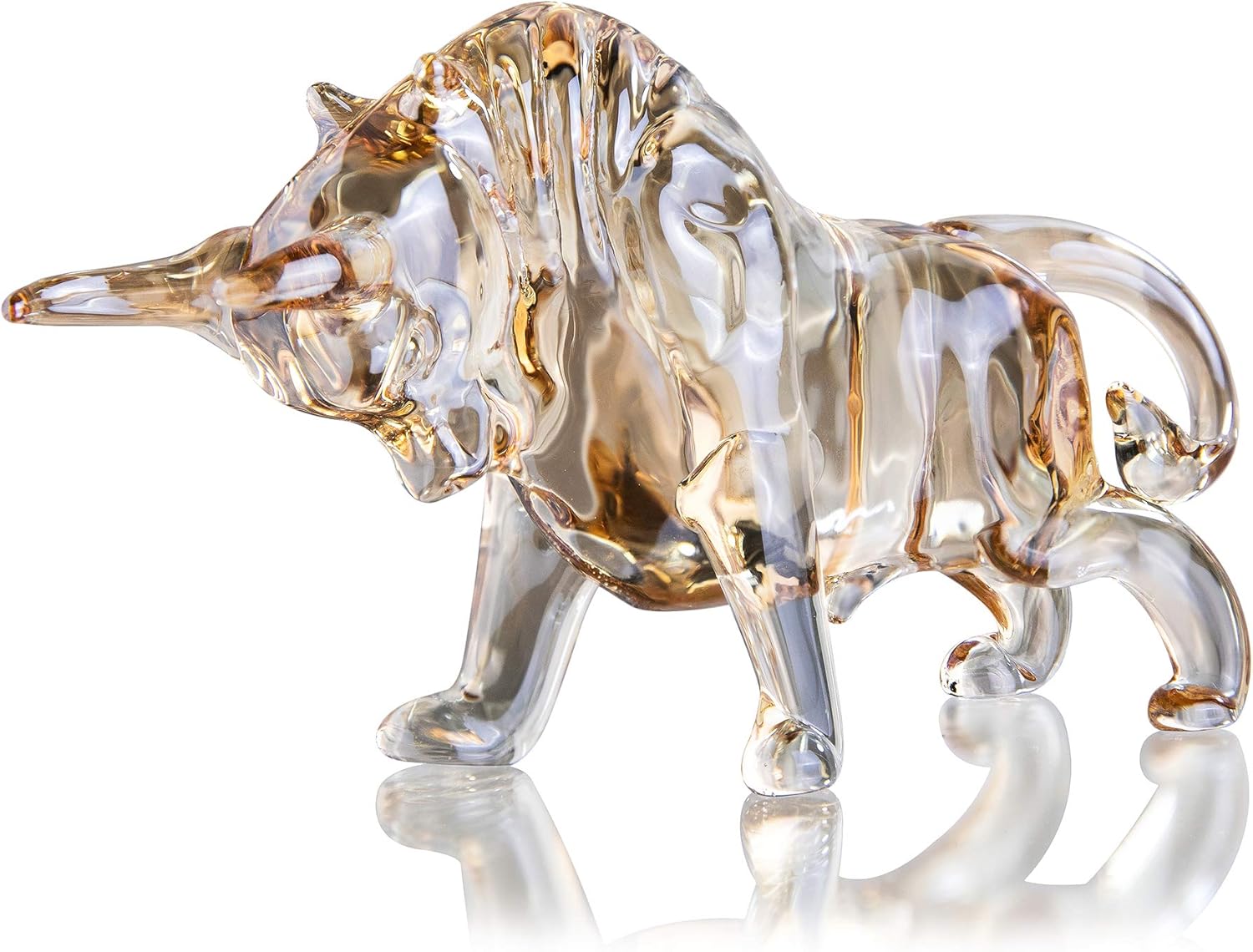 H&D HYALINE & DORA Charm and Lucky FengShui Crystal Statues Wall Street Bull Figurine Sculpture Home Office Desk Decorative Ornament