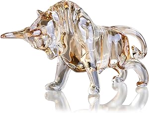 H&D HYALINE & DORA Charm and Lucky FengShui Crystal Statues Wall Street Bull Figurine Sculpture Home Office Desk Decorative Ornament