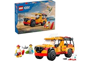 LEGO City Lifeguard Beach Rescue Truck Toy - Building Toy for Kids, Boys and Girls, Ages 6+ - Includes 2 Minifigures, Shark Toy - Gift for Beach-Loving Kids - 60453