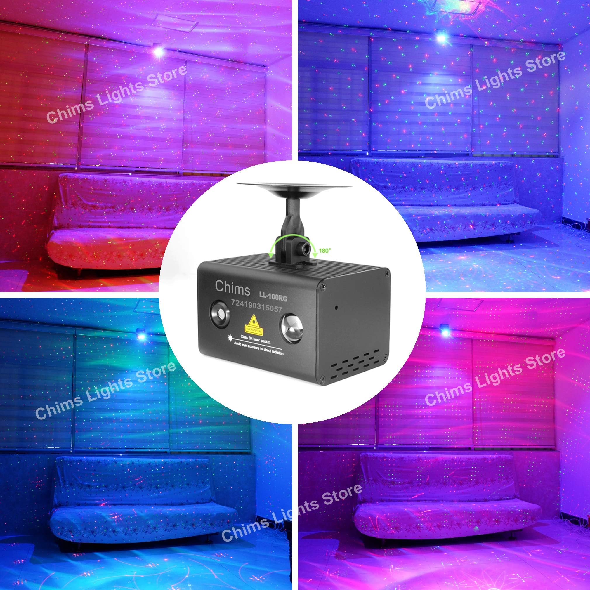 Family Party Laser Light LL-100RG Starmate Suny Star Laser Red Green Colorful Ripple Galaxy Wavy LED Stage Lighting Projector System DJ Dance Xmas Christmas Decoration Festival Holiday (RG Star)