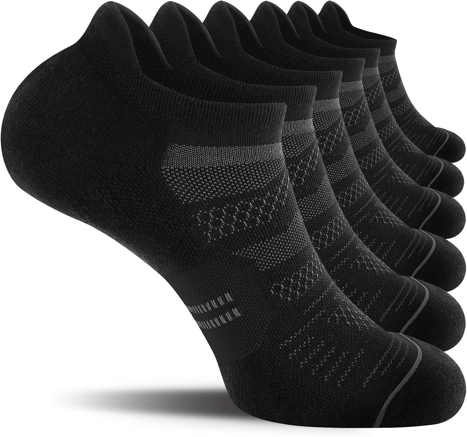CelerSport 6 Pack Men's Running Ankle Socks with Cushion, Low Cut Athletic Sport Tab Socks: Clothing