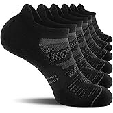 CS CELERSPORT 6 Pack Men's Running Ankle Socks with Cushion, Low Cut Athletic Sport Tab Socks
