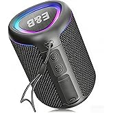 Enbiawit Portable Bluetooth Speaker with Lights, IPX4 Waterproof, Small Wireless Speaker for Home Party Outdoor Beach, Loud Sound, Bluetooth 5.3, TWS Pairing, Support TF Card