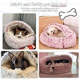 SUOXU Cat Calming Bed 2 in 1 Donut Small Dog Plush Pink Non-Slip Bottom view 5