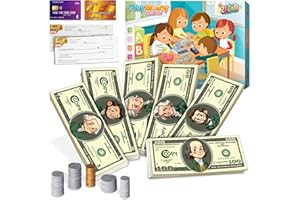 ZADIN Play Money for Teaching, Pretend Money for Kids Cash Register, Fake Money Toy, Homeschool Supplies Essentials Organization, Math Manipulatives