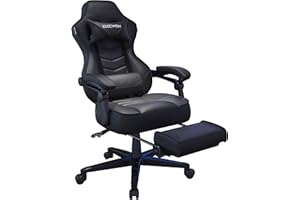 ELECWISH Gaming Chair, Reclining Computer Chair with Footrest and Lumbar Support, High Back Ergonomic Gamer Chair for Adults, Gaming Desk Chair with Headrest PU Leather