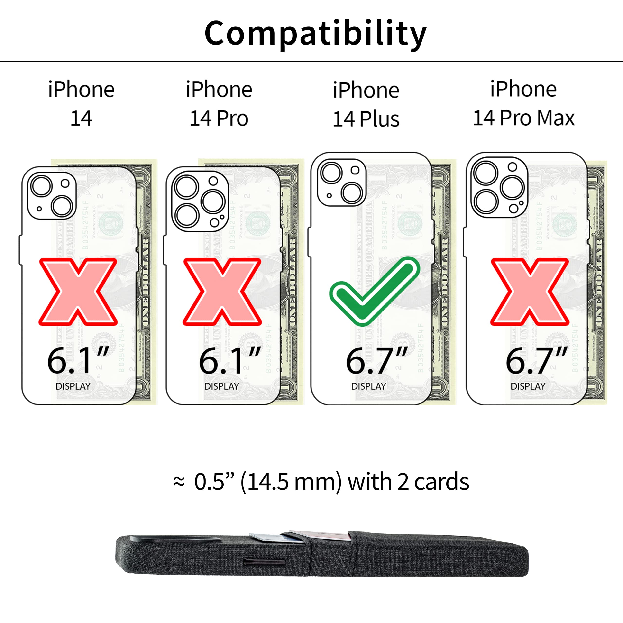 Dockem iPhone 14 Plus Card Case with Built-in Metal