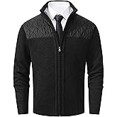 Vcansion Men's Classic Cardigan Sweaters Stand Collar Slim Fit Casual Knitted Sweater
