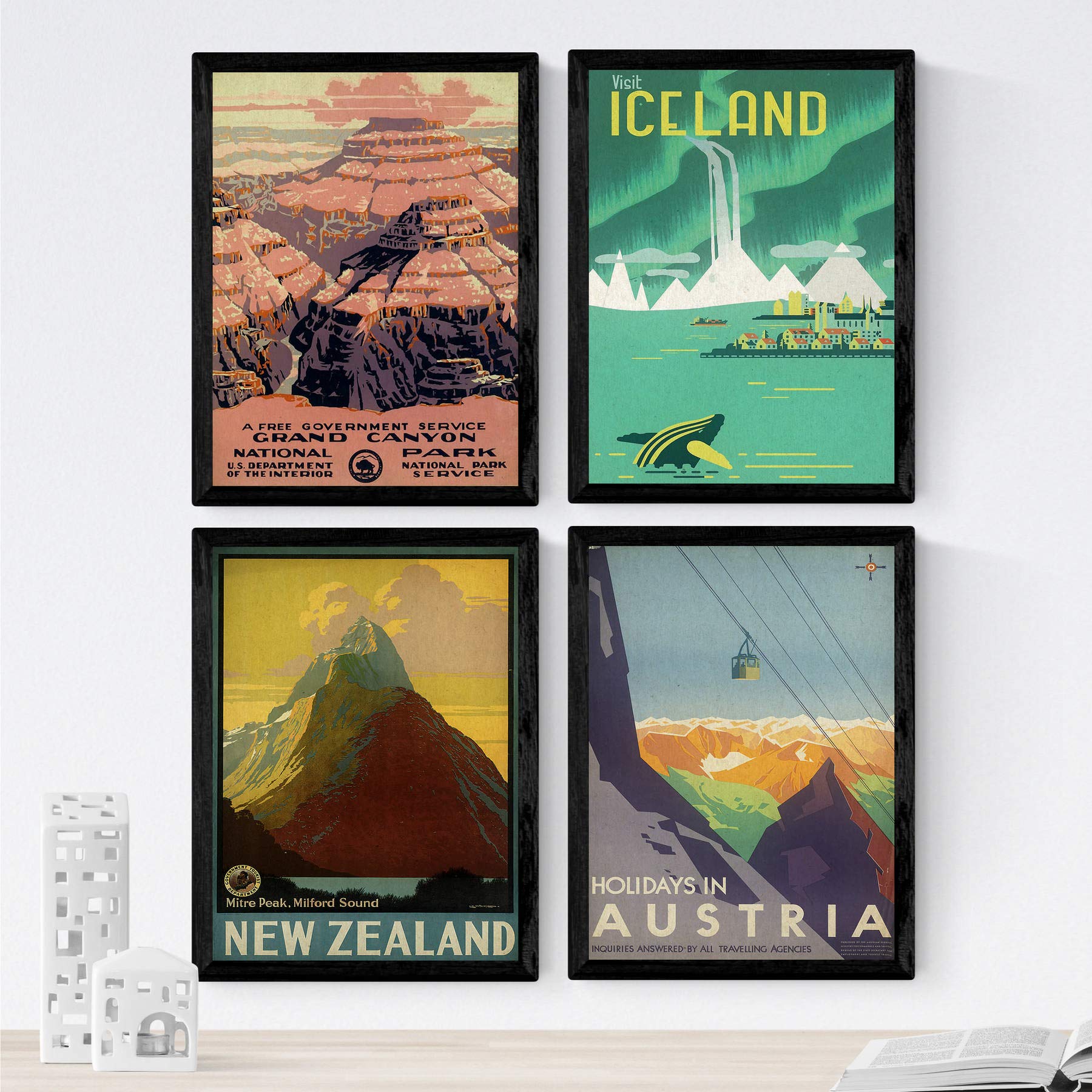 Nacnic Vintage Poster World Advertising Posters Four Mountains and Rivers A4 Unframed