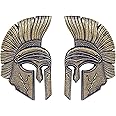 Spartan Gladiator Helmet Metal Car Emblem Badge - 3D Design with Strong 3M Adhesive - Durable Zinc Alloy Automotive Decoration for Exterior Styling (Symmetrical Bronze)