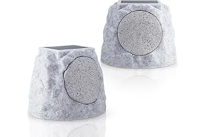 uuffoo Rock Speakers Outdoor Waterproof Solar & USB Charging with RGB Colors Bluetooth 5.0 Solar Bluetooth Speakers Outdoor Rock Speakers for Party Patio Pool Deck Yard Garden and Home (2 Pack)