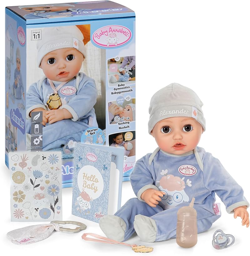 Baby Annabell Interactive Alexander 43cm Soft Body Doll with Sounds