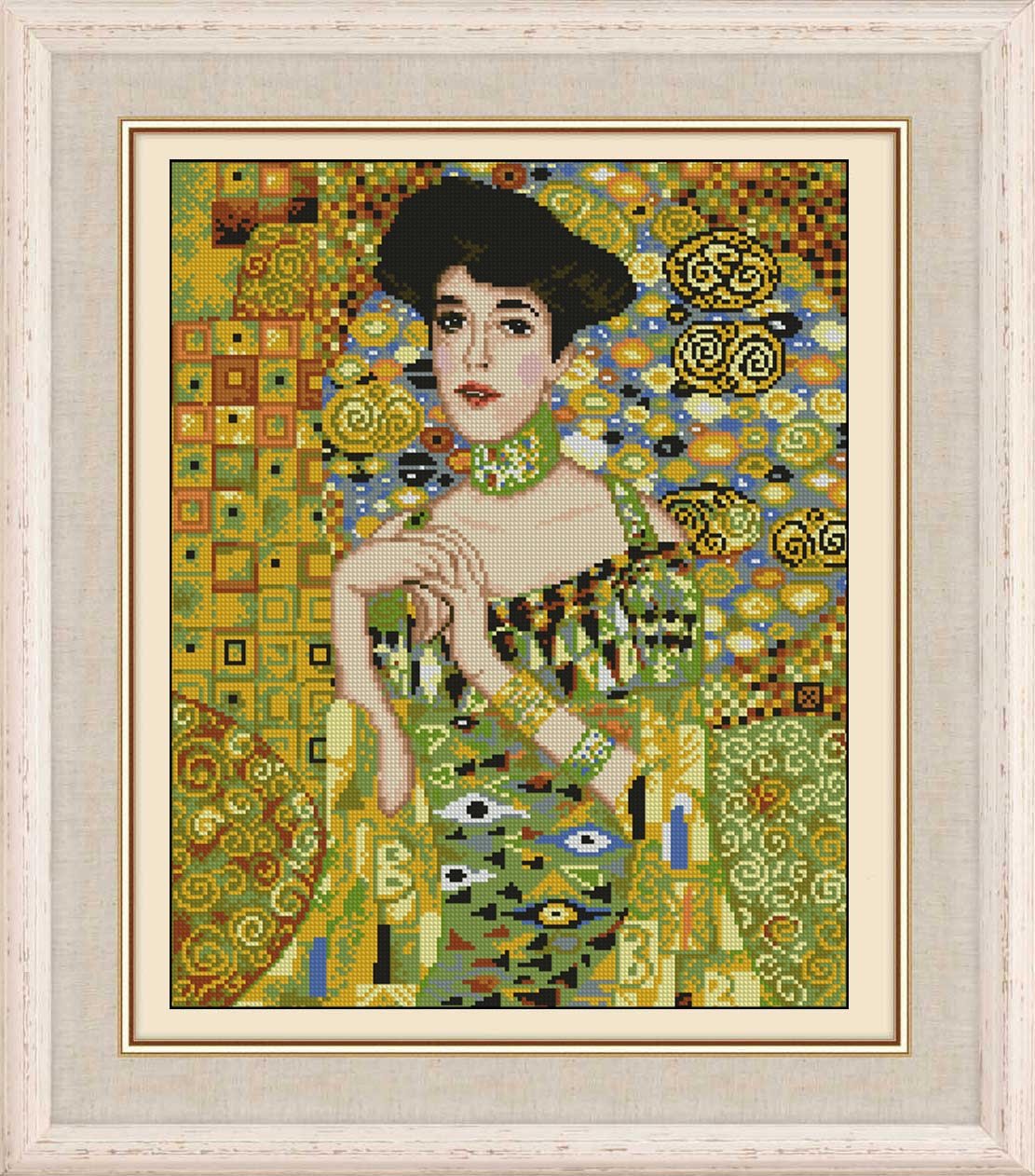 SWEET HOME Cross stitch kit of Adele, the woman in the painting after Klimt,160x200 stitch,37x46cm, cotton cross stitch kits