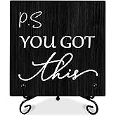 6" Inspirational Wood Decor P.S You Got This Wooden Plaque Signs With 1 Metal Support Rustic Motivational Desk Decor For Home Office Bedroom Table Décor And Accessories - B09
