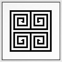 SIGNWIN Framed Canvas Wall Art Optical Illusion Line Art in a Symmetrical Squares Geometric Shapes Illustrations Modern Fun Black and White for Living Room, Bedroom, Office - 16x16 inches