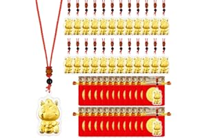 24 Sets Chinese New Year Necklace Jewelry 2026 Year of Horse Hanging Pendant with Red Ropes Chinese Zodiac Horse Necklace Cha