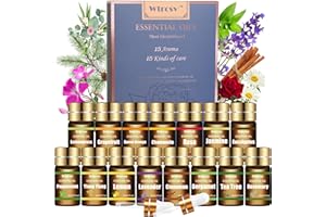 Wtrcsv Essential Oils Set-Top 15 Blends for Diffusers,Candle Making Scents,Fragrance,Eucalyptus,Lavender,Lemongrass,Tea Tree,
