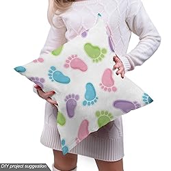 Ambesonne Cartoon Fabric by The Yard, Footprints
