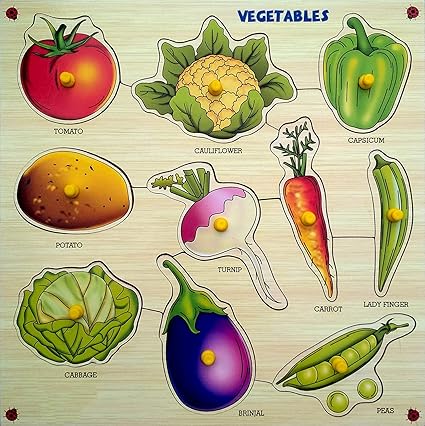 Webby Premium Wooden Vegetables Educational Puzzle Toy