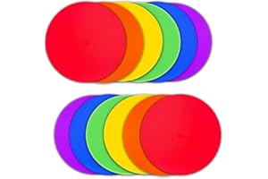PIKZH 12/24Pcs Poly Spot Markers 9 inch Non-Slip Rubber Agility Training Markers Floor Dots Flat Field Cones for Football Basketball Soccer School Exercise Drills Gym Dance Practice 6 Colors