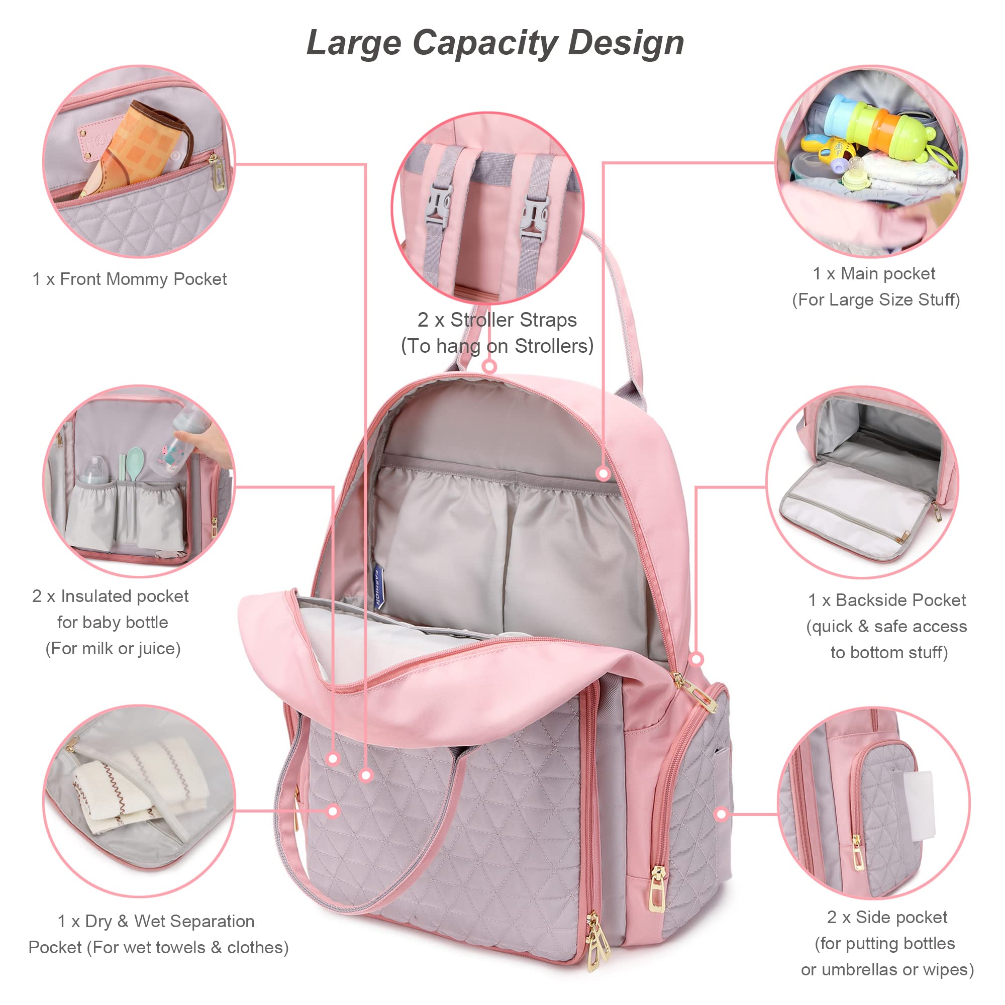 Diaper Bag Backpack Pink Baby Show Gifts For Girl Newborn Must Haves For Hospital