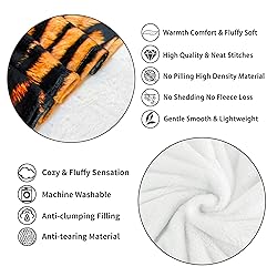 WIBUE Tiger Throw Blanket 80"x60" with 2 Pcs Pillow