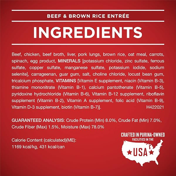 PURINA ONE CLASSIC GROUND CHICKEN AND BROWN RICE, AND BEEF AND BROWN RICE ENTREES WET DOG FOOD VARIETY PACK – (PACK OF 6) 13 OZ. CANS