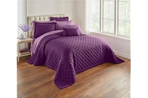 BrylaneHome Bedding BH Studio Reversible Two-Tone Ultra Soft Quilted Bedspread - Full, Plum Dusty Lavender