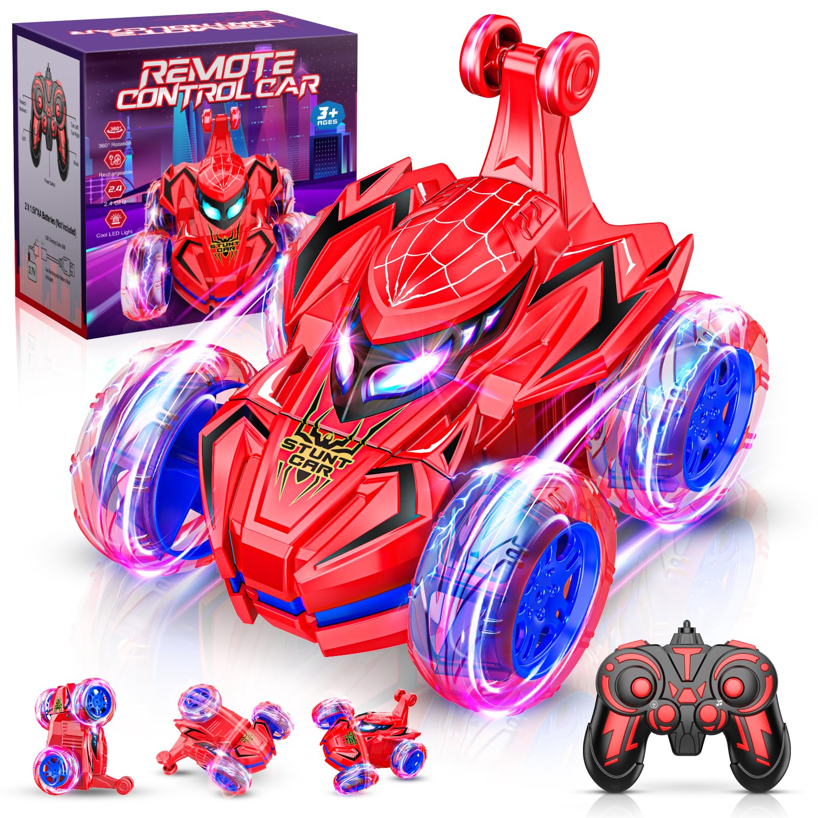 Braxel Remote Control Cars Toys, 360 Flips RC Car Boys Toys for 3 4 5 6 7 8 Year Old Boy Gifts, Monster Truck Boys Toys Age 3 4 5 6 7 8, Gifts for 3-9 Year Old Boys Easter Gifts for Kids