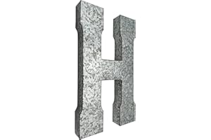 SciencePurchase 20" Metal Letter H Wall Decor, Silver with Rusted Edges, Galvanized Wall Mountable Decoration for Country, Mid-Century, or Farmhouse Themed Room or Event