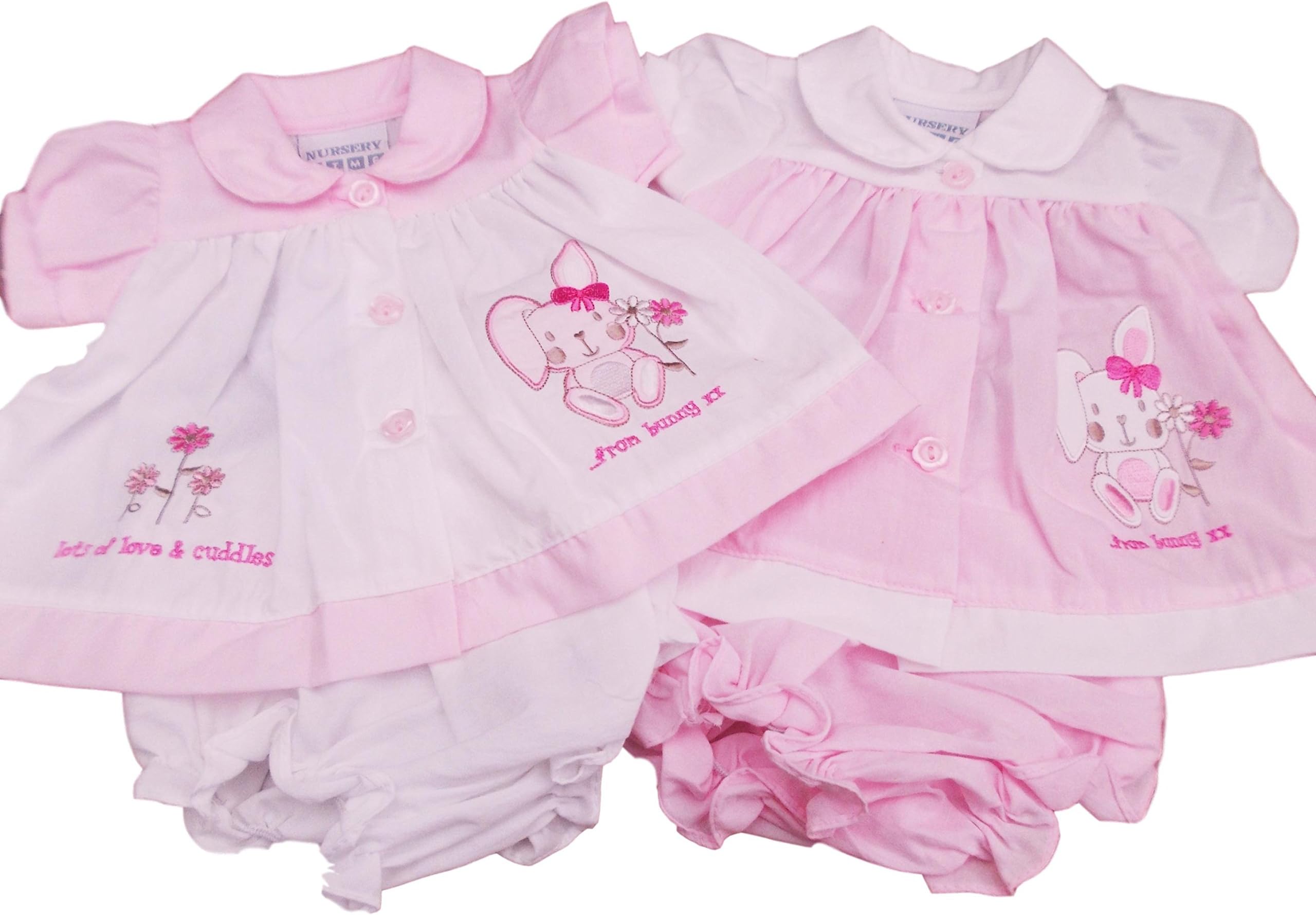 Nursery Time BNWT Tiny Baby Reborn Prem Preemie Baby Girls pretty bunny embroidery dress set