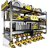 POKIPO Large Power Tool Organizer Wall Mount,4 Layers Heavy Duty Metal Loads 400lbs,Power Tool Shelf Battery Storage with 8 Cordless Drill Holder,Utility Racks for Garage Workshop