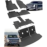 Floor Mats for Hyundai Palisade 2026 7/8 Seats Accessories Only Hybrid (Not Fuel Model), Custom Fit TPE Liners Full Set 5PCS, Non-Slip & Long-Lasting High Edge Trunk Mat with Backrest Protection