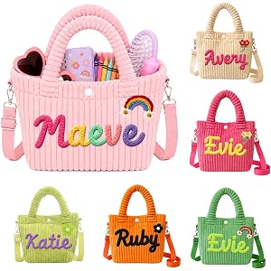 Personalized Toddler Purse Custom Name Little Girls Purse Crossbody Wallets | Customized Corduroy Kids Purse for Girls Lightw