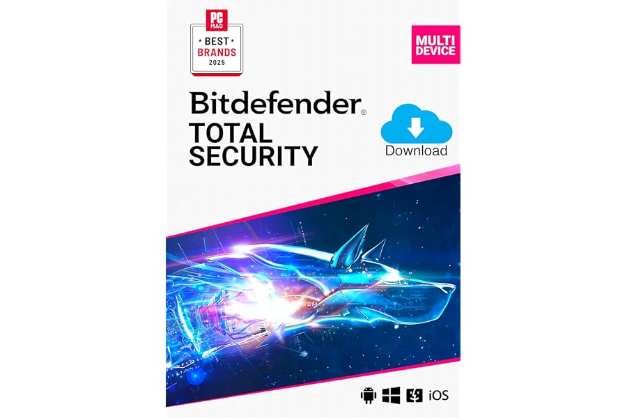 Bitdefender Total Security - 5 Devices | 1 year Subscription | PC/Mac | Activation Code by email