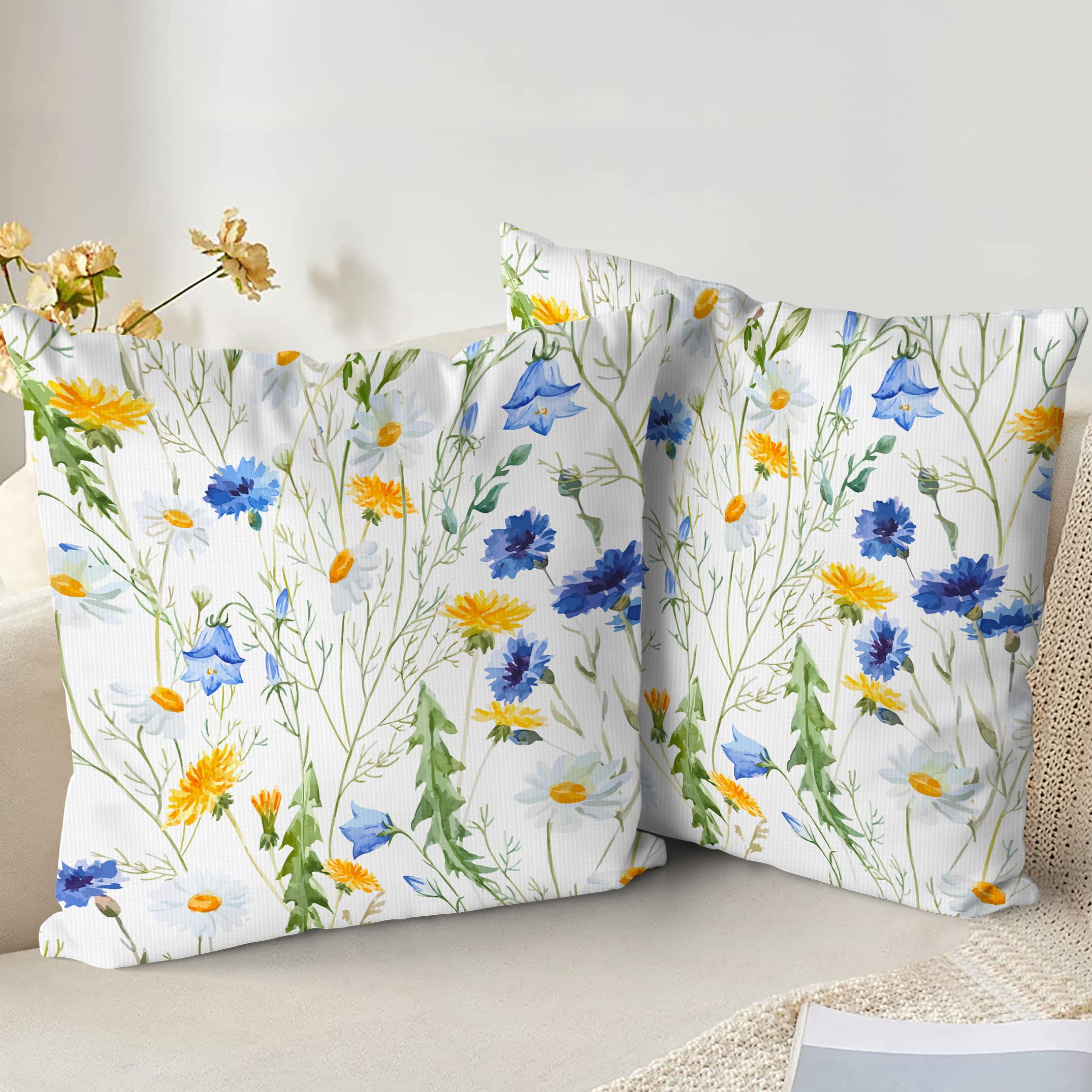XPHZZL Cushion Covers Set of 2 Pack 55 x 55 cm - Soft Double Sided Garden Floral Decorative Pillow Covers for Sofa Bed Garden Outdoor Spring Decor with Invisible Zipper 22 x 22 Inch