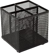 Osco Black Wiremesh Pen Pot 4 Compartment Desk Organiser