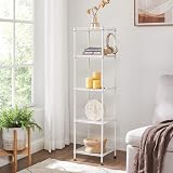 SONGMICS Bathroom Shelf Metal Storage Rack 5 Tiers 100 kg White Translucent view 2