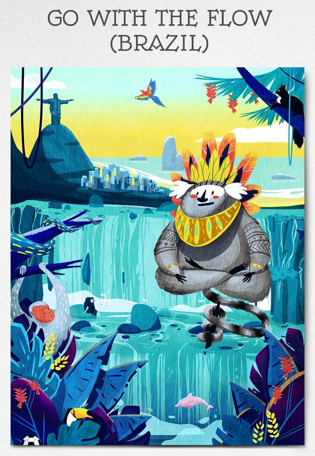 Amazon Com Whimsical Print Landscape Illustration Brazil Beach