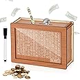 Cash Vault Wooden Savings Box, 2024 New Wooden Cash Saver Money Box, Cash Saver Box, Coin Counter Piggy Bank, Money Box with Counter, Wooden Money Box with Money Target and Numbers($10000)
