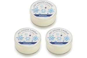 One Fur All Pet House Mini Candle - Snowfall 3 Pack - Pet Odor Eliminator Mini Candle - Natural Wax Candle - Mini Candle Set - Pet-Friendly Non-Toxic Scented Candle