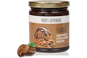 King's Cupboard Espresso Chocolate Sauce - The Perfect Hot Fudge Sauce for Topping Ice Cream & Desserts, Chocolate Coffee Drizzle, Baking, Fondue, Ganache - Gluten-Free, Kosher, All Natural 10 oz