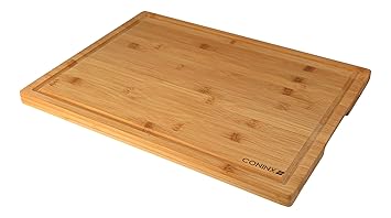 Extra großes Schneidebrett/ Tranchierbrett aus Bambus - 40 x 30 x 2 cm großes und robustes Küchenbrett/ Schneidunterlage aus 