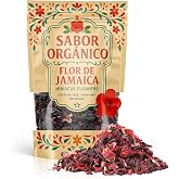 1LB Whole Dried Hibiscus Flowers (Flor de Jamaica) for Loose Leaf Hibiscus Tea, Mexican Agua Fresca, Sorrel &amp; Zobo | Natural, Non-GMO, No Preservatives | Resealable Pouch by Sabor Org&aacute;nico