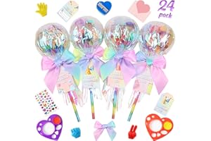 Deerher Valentines Day Gifts for Kids - 24 Pack Giant Rainbow Stationery Set with Valentine's Cards for School Classroom Class Party Favor - Valentine Gift Exchange for Boys Girls Toddler