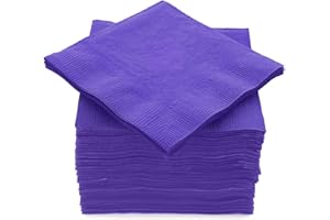 Amcrate Big Party Pack 100 Count Purple Beverage Napkins - Ideal for Wedding, Party, Birthday, Dinner, Lunch, Cocktails. (5” x 5”)