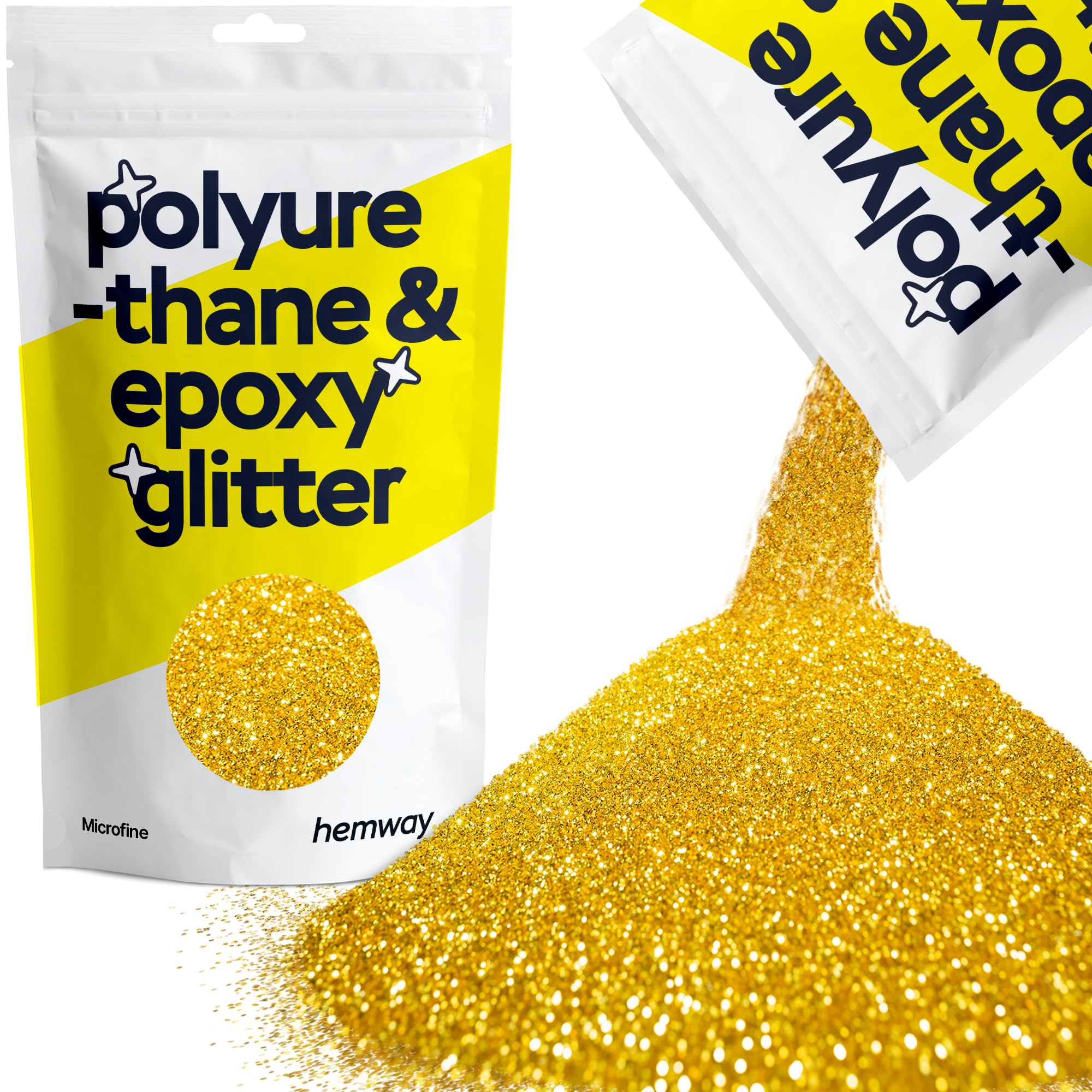 Hemway Resin Glitter Gold 100g Microfine | Polyurethane & Epoxy Glitter for Resin Crafts, Tumblers, Coasters, Floor & Table Art